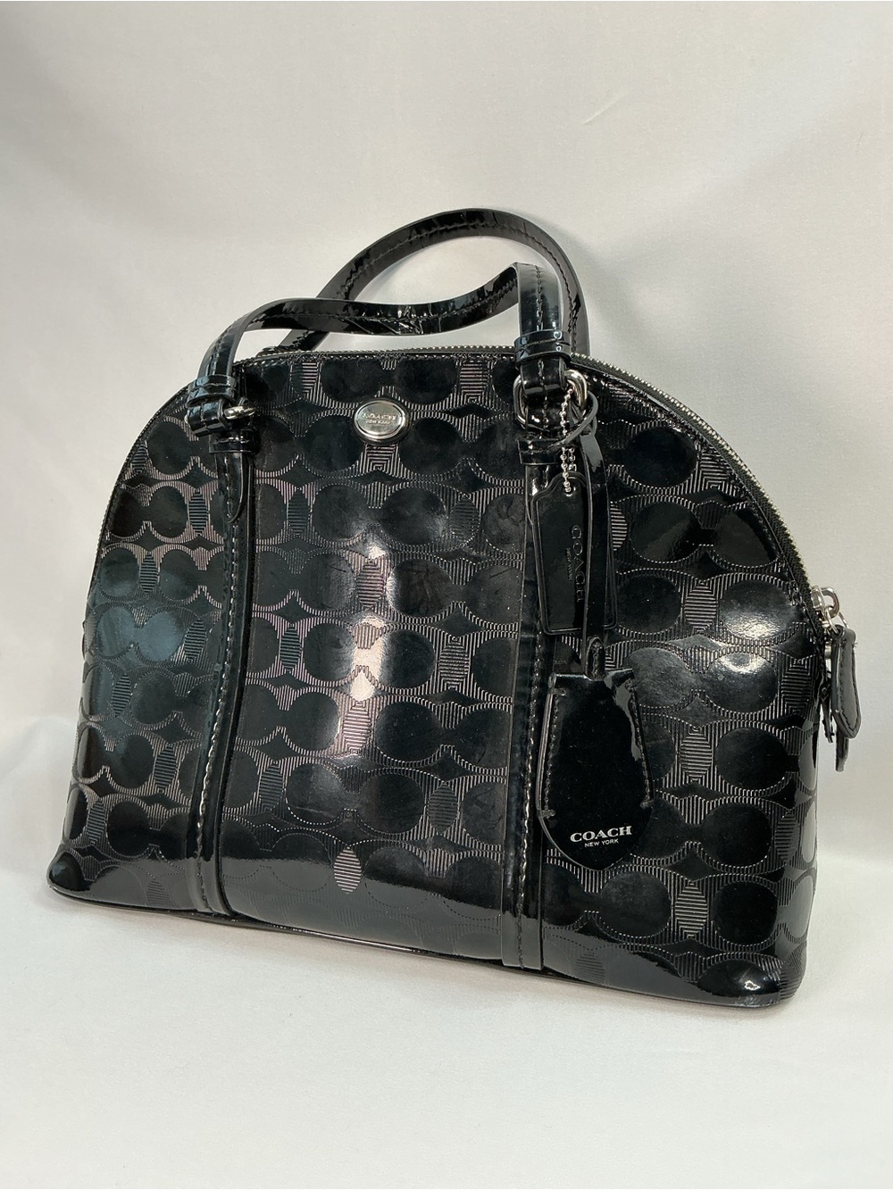Coach | Peyton Link C Embossed Patent Leather Domed Satchel F32583 - Picture 3 of 15